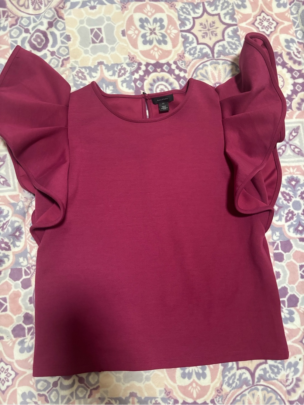 Halogen Ruffle Sleeve Top - Magenta
